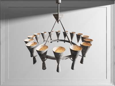 侘寂风圆形吊灯3D模型下载